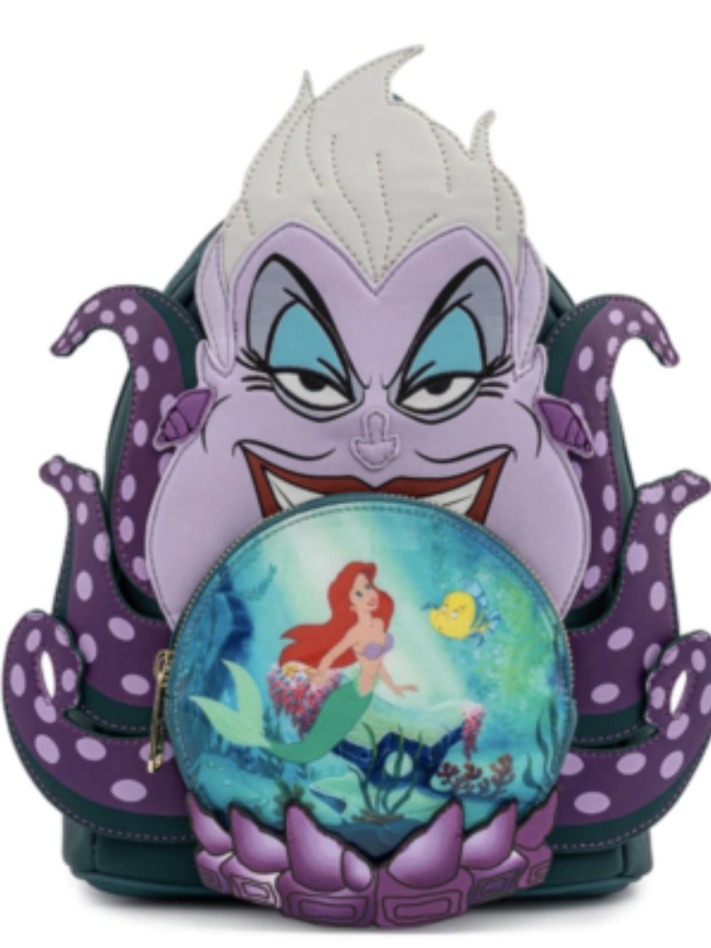 Disney Ursula Purple and Teal Backpack with Ariel Front Print